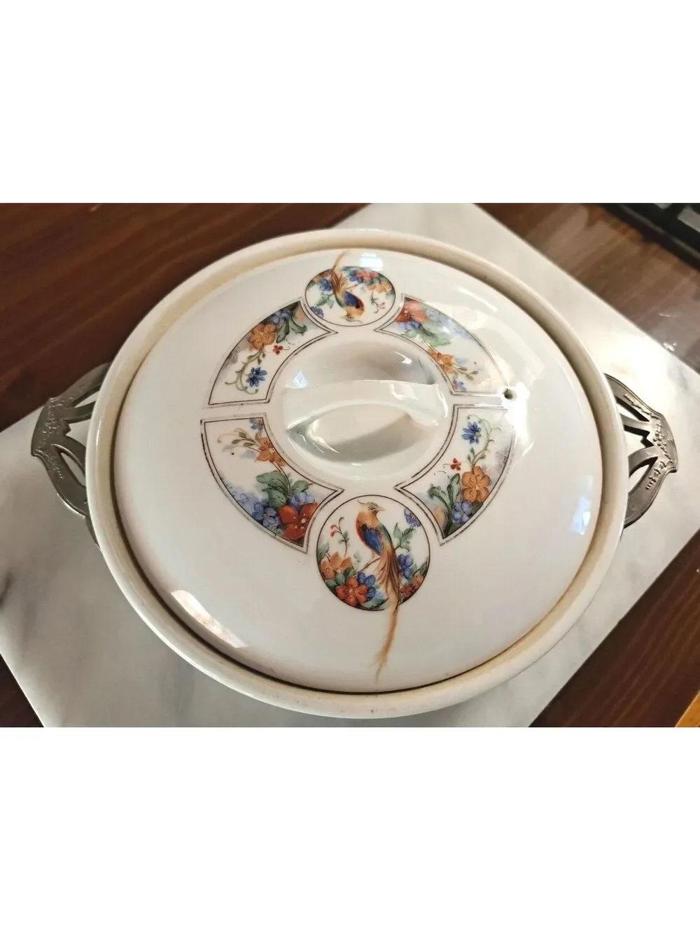 Vintage 1930's Royal Rochester Round Covered Baking Casserole Dish & Stand
